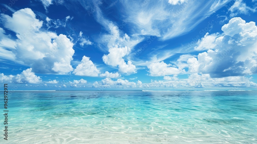 Azure ocean under blue sky Azure ocean under blue sky