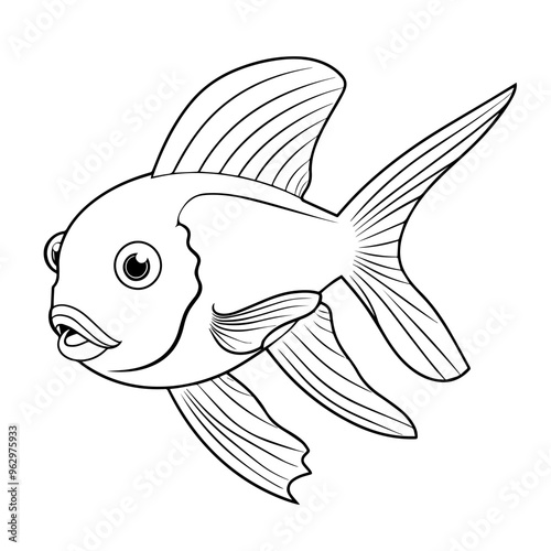 Elegant angelfish outline icon in vector format, ideal for aquatic-themed designs.