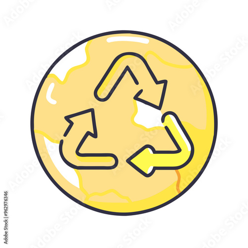 Yellow Circular Recycling Symbol Icon in Flat Design Representing Sustainability photo