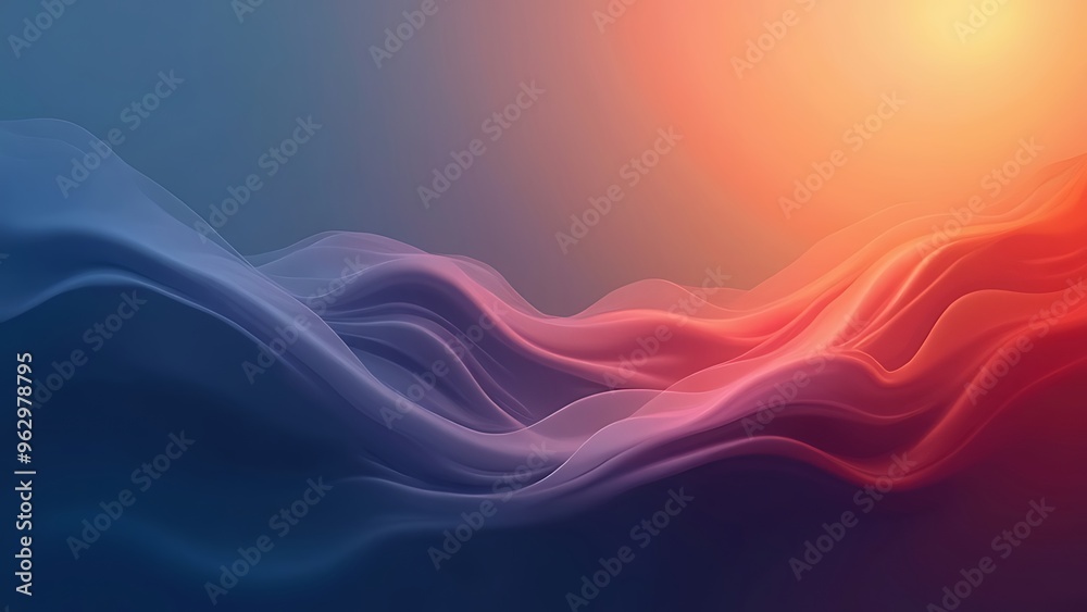 Obraz premium Grainy gradient background blue red yellow abstract glowing color wave black backdrop, noise texture banner poster header design