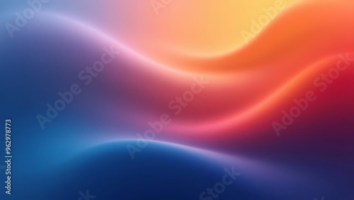 Grainy gradient background blue red yellow abstract glowing color wave black backdrop, noise texture banner poster header design