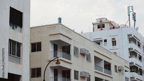 Urban White Apartment Buildings Sky View Architecture