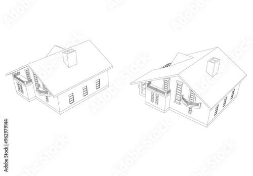 Architectural 3d drawing vector illustration