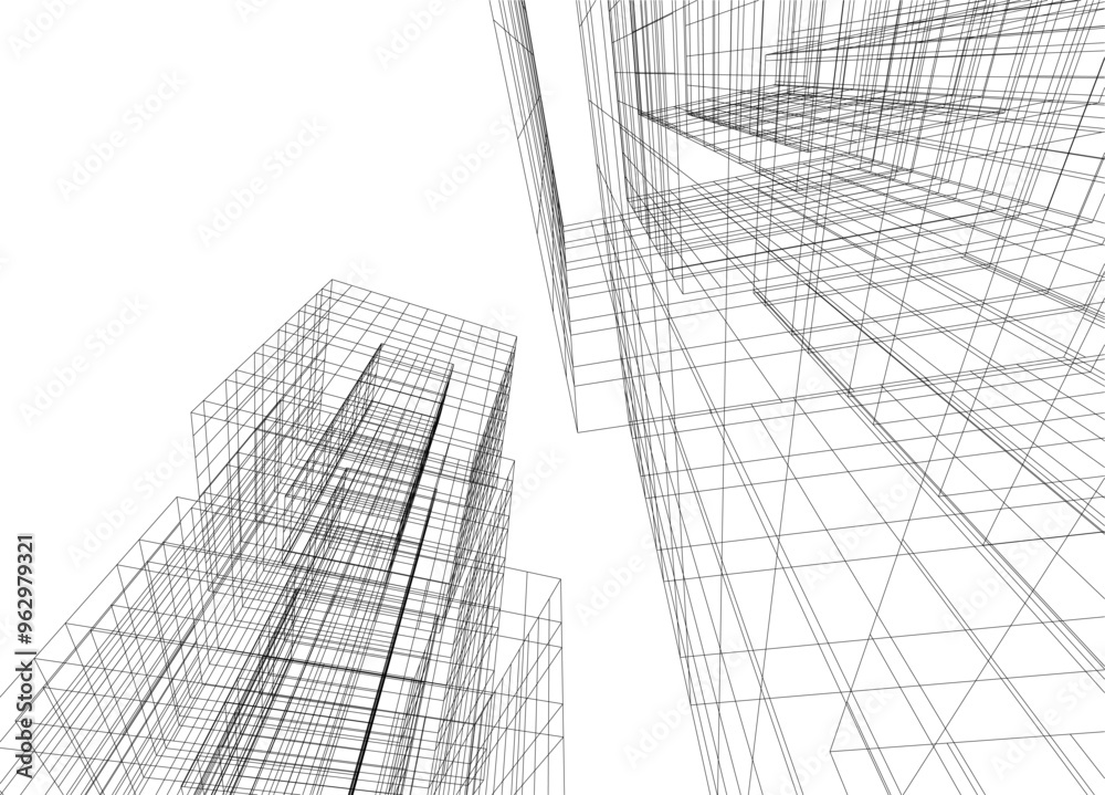 Architectural 3d drawing vector illustration Architectural 3d drawing vector illustration