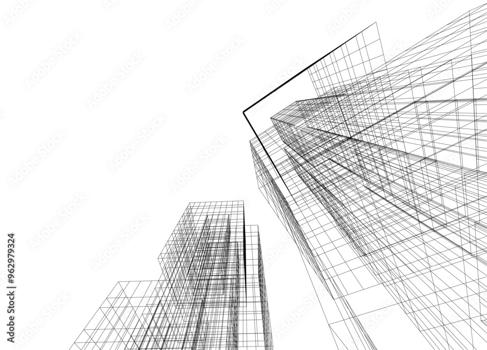 Architectural 3d drawing vector illustration Architectural 3d drawing vector illustration