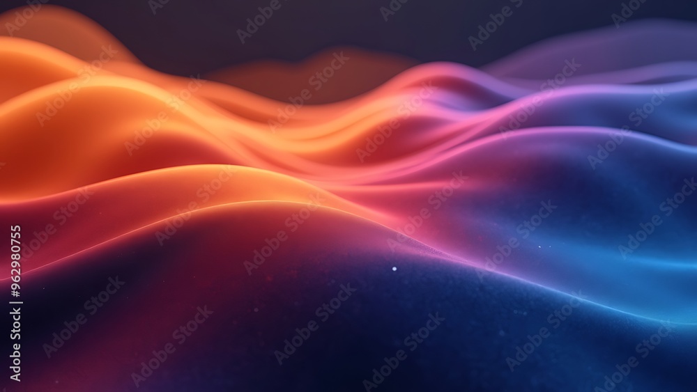 Fototapeta premium Grainy gradient background blue red yellow abstract glowing color wave black backdrop, noise texture banner poster header design