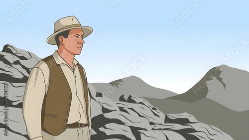 hiker with backpack, hiker in the mountains, man with backpack.