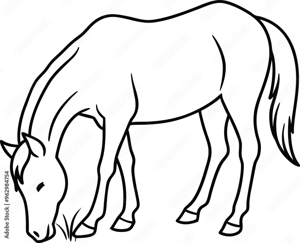 Fototapeta premium Playful Horses and Hay Coloring Fun 