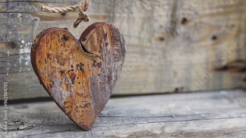 Rustic heart in a scrapped Background