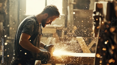 Labor Day Tribute Highlighting Skilled Craftsmanship in a Bustling Workshop During the Afternoon