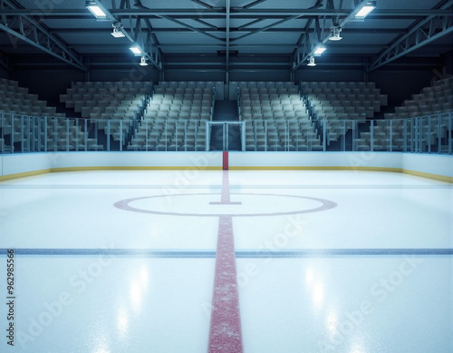 Empty Ice Hockey Rink in an Arena