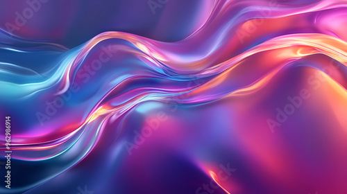 abstract background with smooth lines in blue, purple and pink colors, Glossy metallic surface with flowing curves ,Fluid waves of pink and blue ,Fluid abstraction
