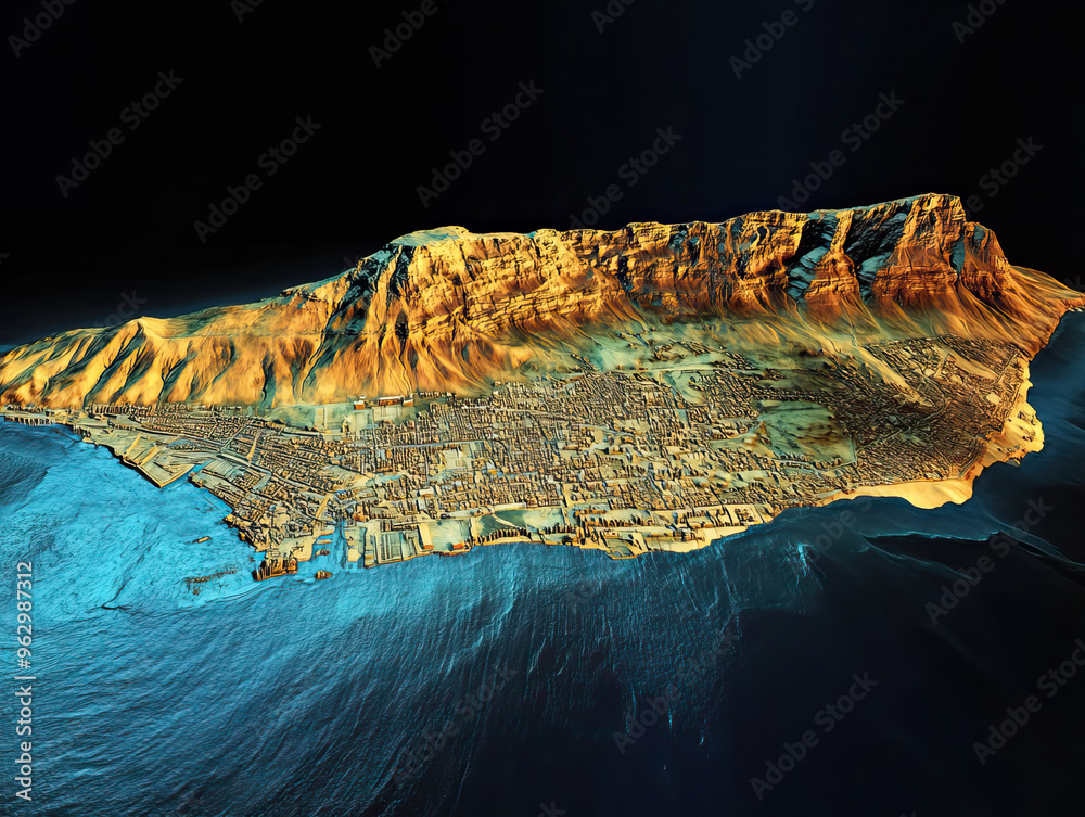 Technical aerial visual, 3D LiDAR GIS aerial map satellite scan model ...