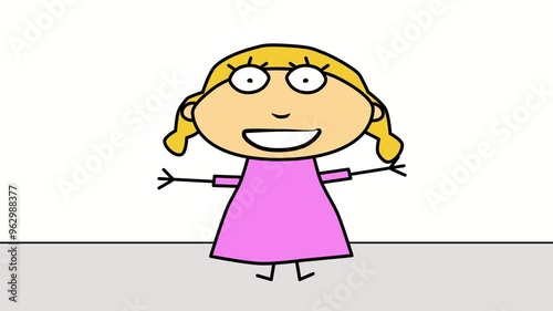 The girl laughs. Humor, laughter, guffaw, fun, joy. Cartoon video animation. Background  video 4k looped new