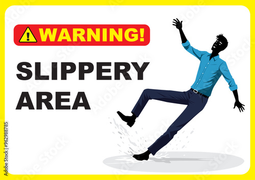 An editable vector of a warning symbol for slippery areas with a clear ice illustration—ideal for safety signage, product labels, or instructional materials. Easily customizable