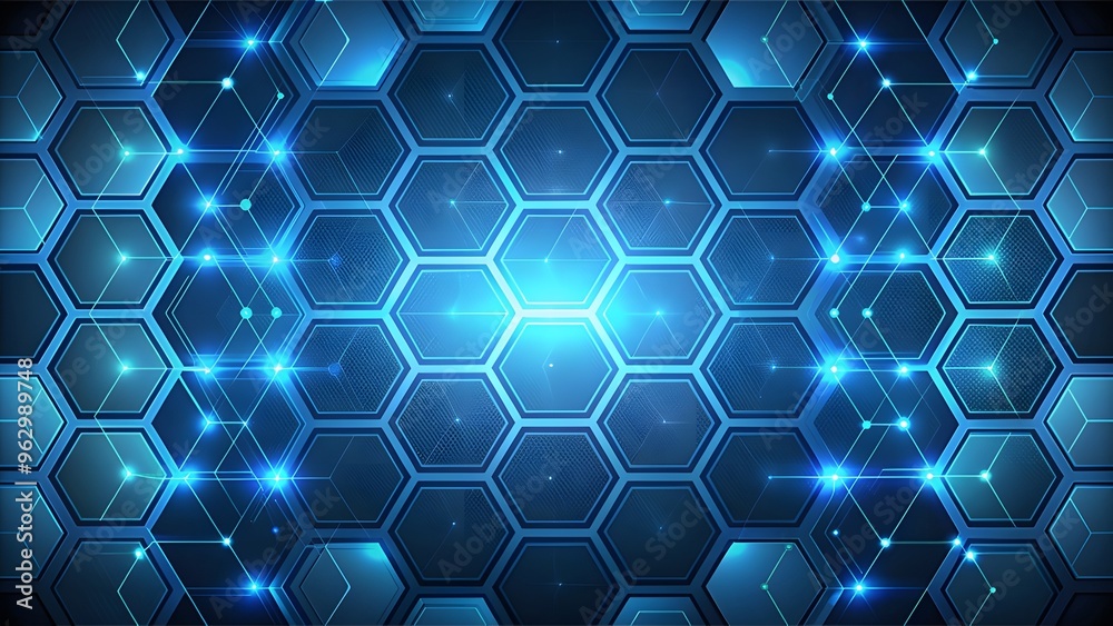 Futuristic Vector background with hexagon pattern, and blue colors. Black background with blue neon hexagon grid. Glowing hex background. Futuristic Vector background with hexagon pattern, and blue colors. Black background with blue neon hexagon grid. Glowing hex background.