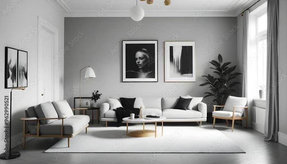 Photo interior modern design room 3d illustration Photo interior modern design room 3d illustration