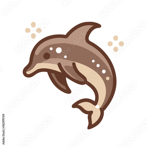 Cute Smiling Dolphin in Brown with Playful Mood