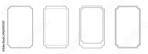 deco style thin line frame border set for luxurious design