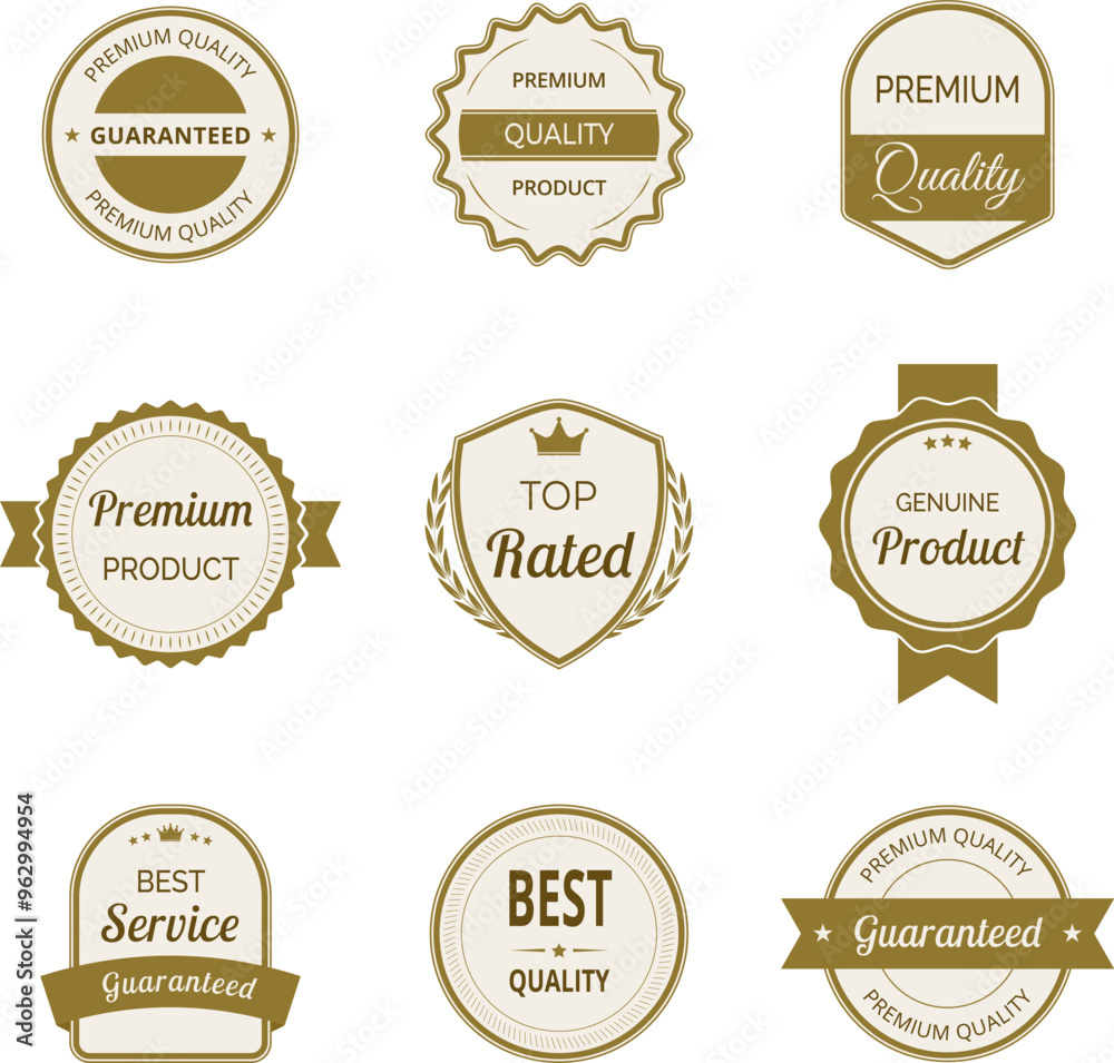 High quality labels vector set. Includes badges, emblems and tags in retro style. Ideal for premium and exclusive designs.