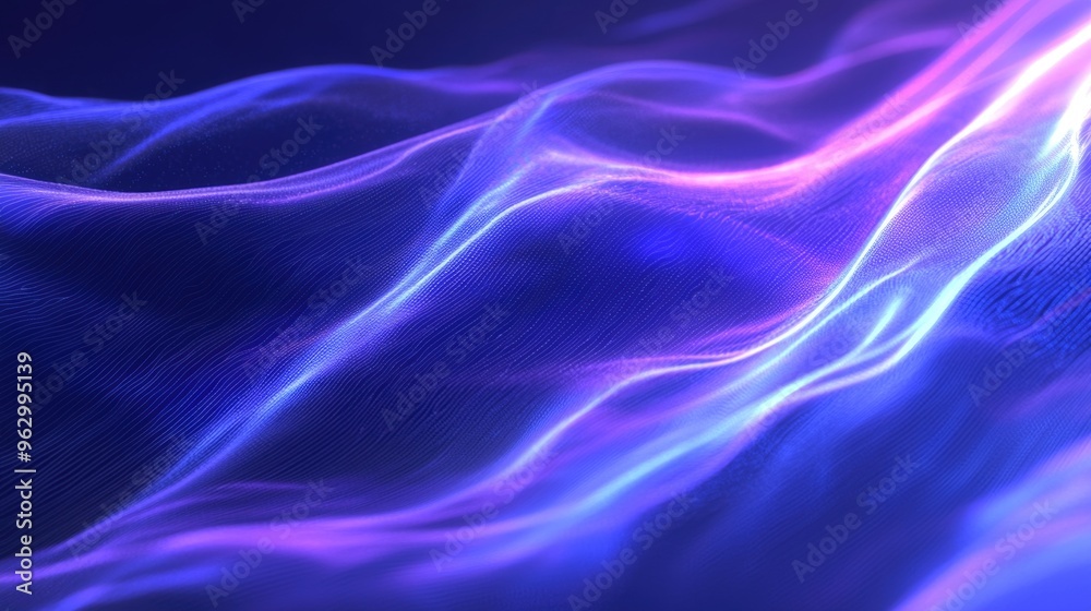 Fototapeta premium Vibrant Digital Fractal Waves of Flowing Cosmic Energy and Electrifying Neon Gradients
