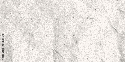 Dusty gritty effect background, crumpled folded paper texture, grunge overlay. Old dirty notebook sheet, banner template, recycled.