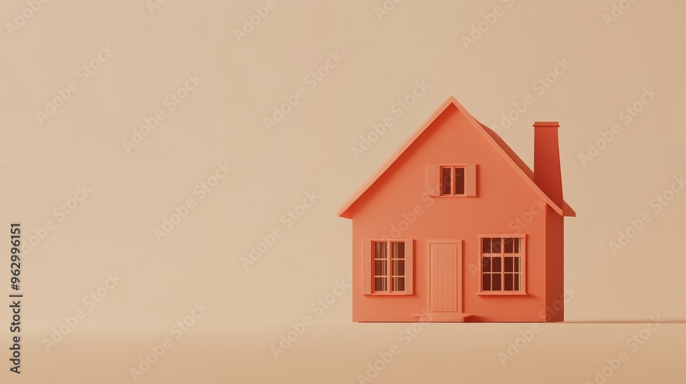 Minimalist clay house on beige background Minimalist clay house on beige background