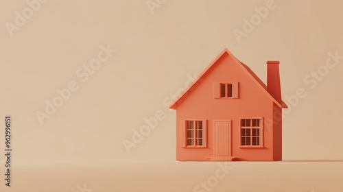 Minimalist clay house on beige background