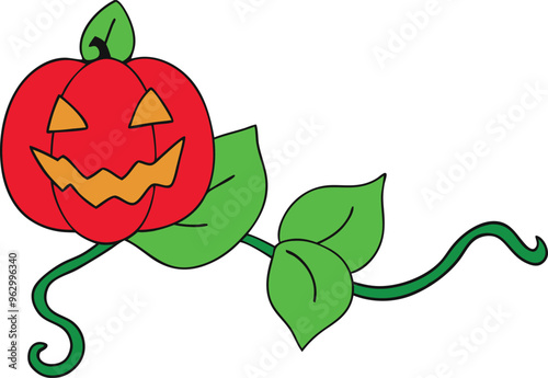 Bewitching Jack-O-Lantern Enveloped in Vivid Vines Vector Design
 photo