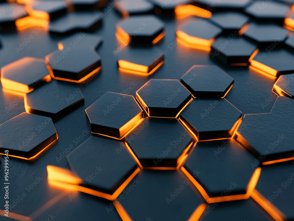 hexagons creating a honeycomb pattern on a glossy surface, dramatic lighting hexagons creating a honeycomb pattern on a glossy surface, dramatic lighting