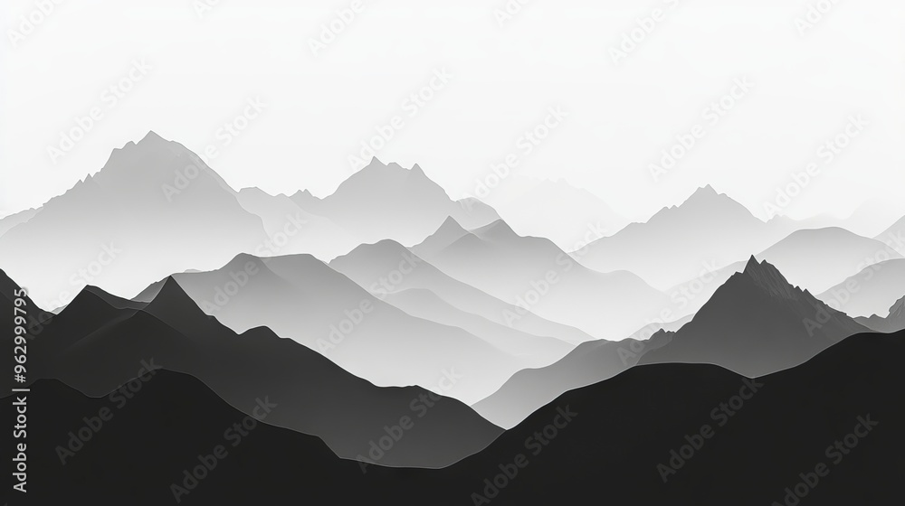 Fototapeta premium Majestic silhouette of mountain range at sunrise with soft gradient sky, perfect for nature, landscape, and outdoor adventure themes