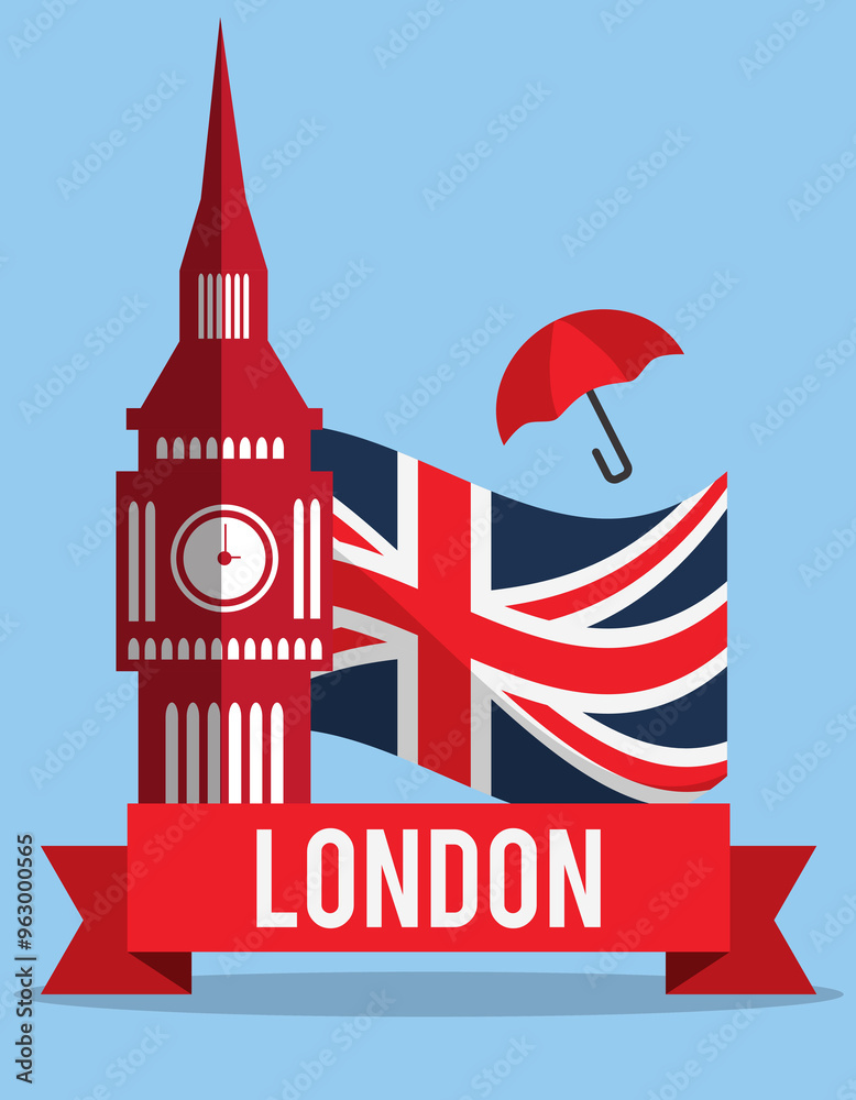 Fototapeta premium London big ben and UK flag
