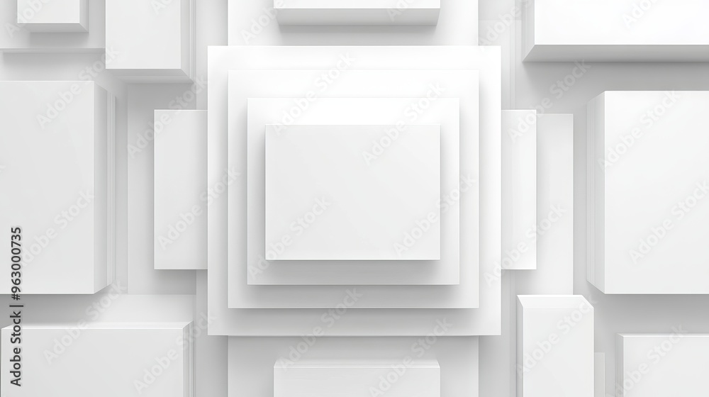 Abstract white square shapes on a futuristic background with clean geometric patterns, minimalistic design, and modern tech-inspired aesthetic, ideal for digital projects, architecture, or contemporar Abstract white square shapes on a futuristic background with clean geometric patterns, minimalistic design, and modern tech-inspired aesthetic, ideal for digital projects, architecture, or contemporar