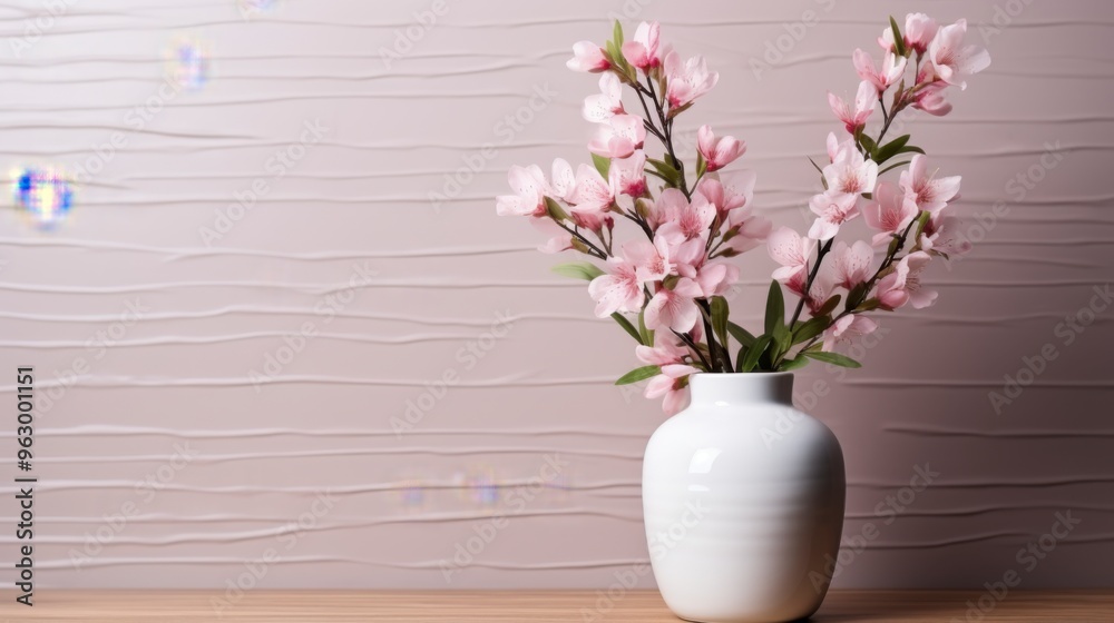 Bouquet of sakura flowers in vase on wooden table Bouquet of sakura flowers in vase on wooden table