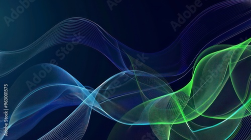 abstract green contour lines on a dark blue background