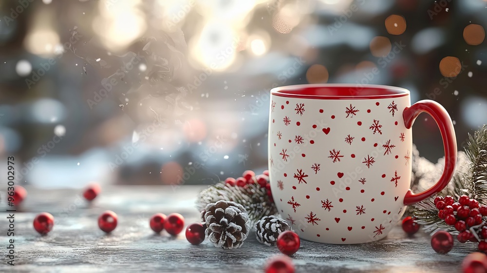 Custom coffee mug with name, festive background, 3D illustration Custom coffee mug with name, festive background, 3D illustration