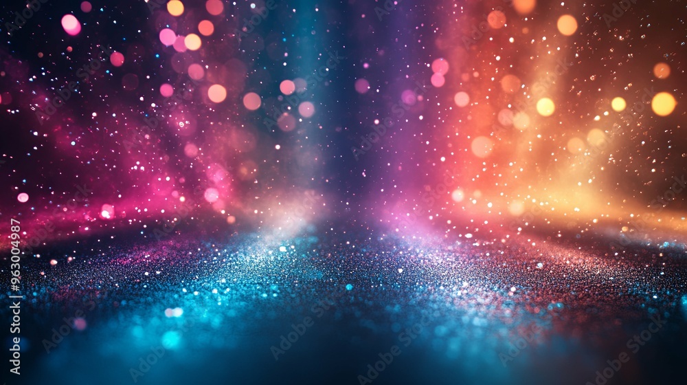 Abstract Background with Pink and Orange Bokeh Lights on Glitter Abstract Background with Pink and Orange Bokeh Lights on Glitter