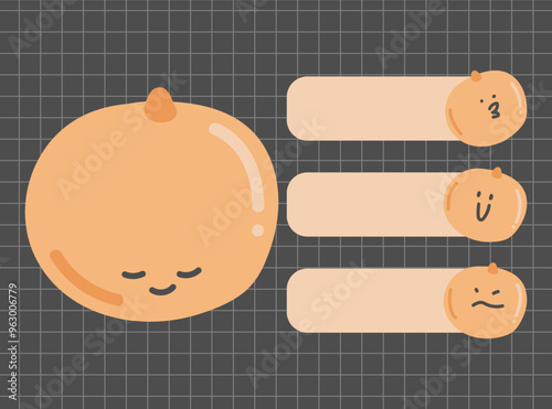Colorful sticky note with cute food illustration set