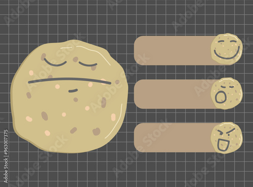 Colorful sticky note with cute food illustration set