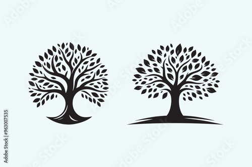 Tree silhouette art set.