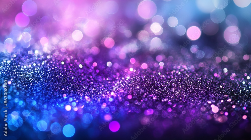 Abstract background with de-focused glittering silver, purple, and blue lights – elegant banner design featuring shimmering glows and soft bokeh effects Abstract background with de-focused glittering silver, purple, and blue lights – elegant banner design featuring shimmering glows and soft bokeh effects