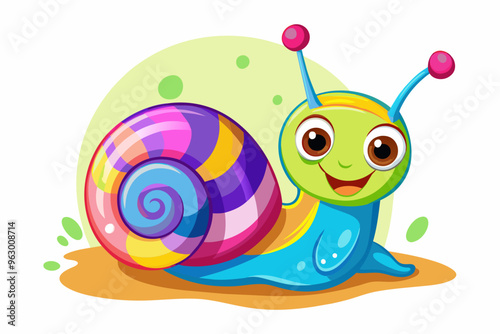  Hyper realistic cute funny snail kid in open space vector art illustration