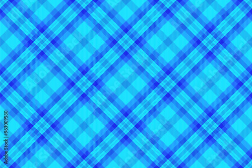Fibre textile vector texture, gingham seamless fabric tartan. Pure pattern plaid check background in bright and cyan colors.