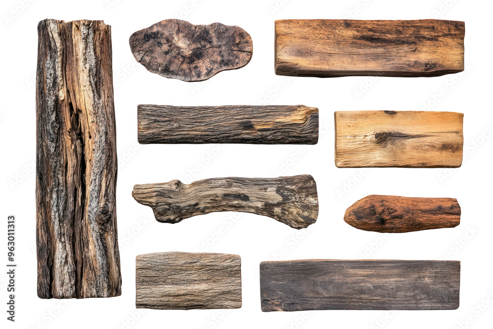 Fototapeta premium wooden pieces with various shapes and textures