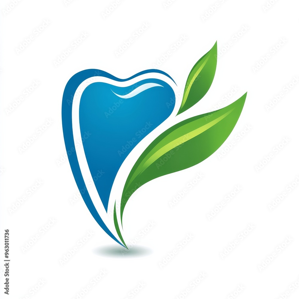 A blue heart with green leaves. A blue heart with green leaves.