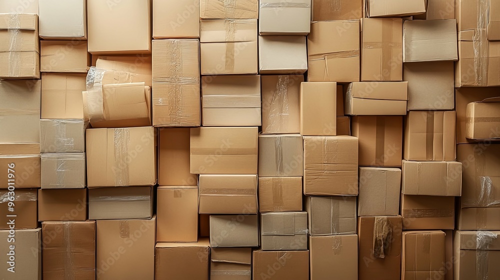 A Wall of Brown Cardboard Boxes