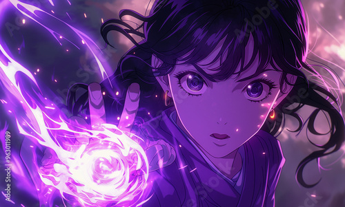 Anime character create a magic spell , 4k , wallpaper