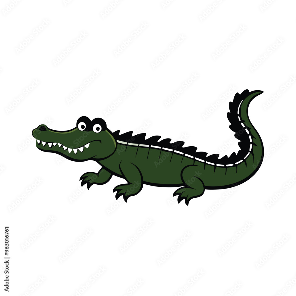 A crocodile with a mouth open and the word alligator, white background, A crocodile with a mouth open and the word alligator, white background,