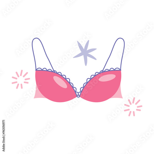Set of women lingerie. Collection of elegant and sexy nightwear sets. Colorful vector illustration of trendy female underwear bra  isolated on white background