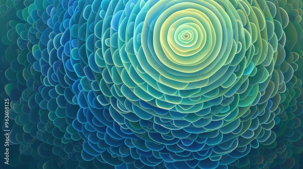 Elegant abstract background featuring a pattern of concentric circles in varying shades of blue and green, creating a soothing visual rhythm. Elegant abstract background featuring a pattern of concentric circles in varying shades of blue and green, creating a soothing visual rhythm.
